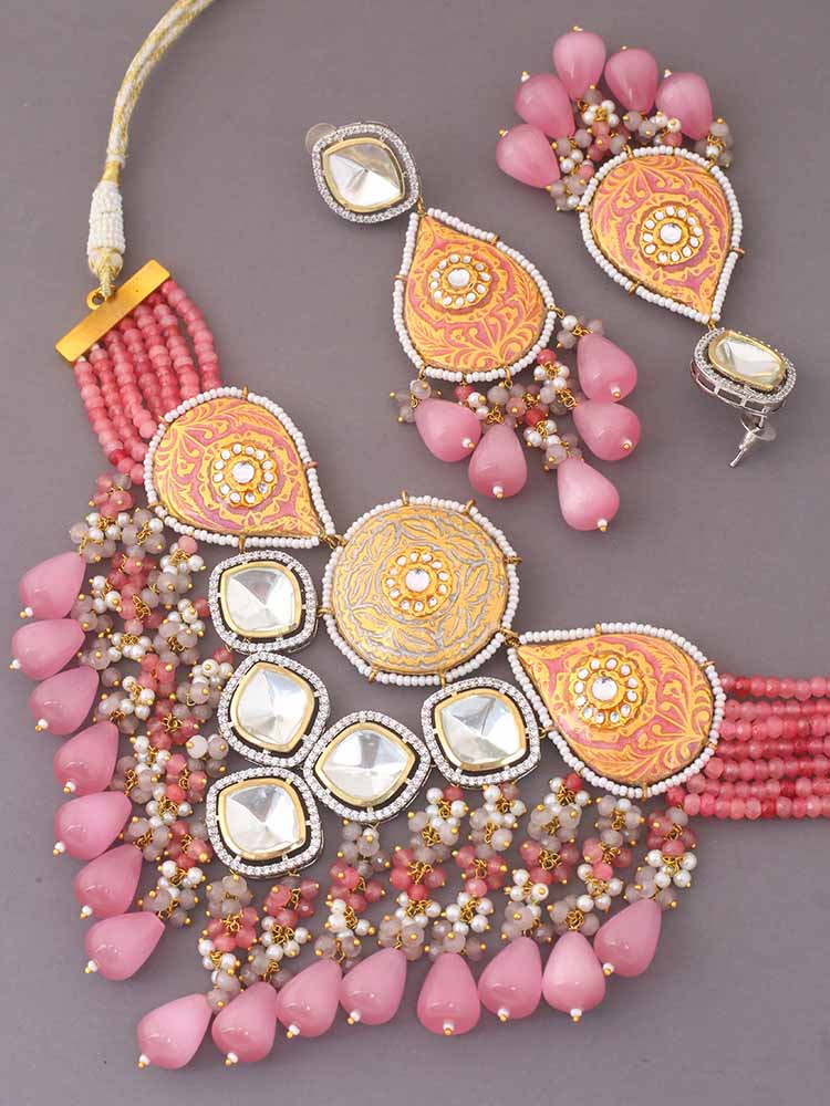 Blush Blaine Kundan Jewellery Set - EO